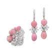CONCH PEARL AND DIAMOND EARRINGS AND RING - Auktionsware