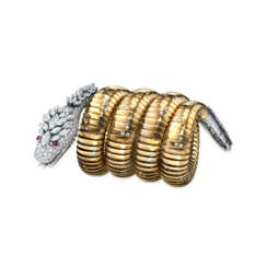 AN EXQUISITE DIAMOND, RUBY AND GOLD &#39;SERPENTI&#39; BRACELET-WATCH, BY BULGARI