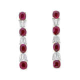 NO RESERVE - RUBY AND DIAMOND EARRINGS - Foto 1