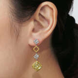 COLOURED DIAMOND AND DIAMOND EARRINGS - photo 2