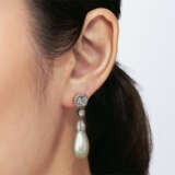 NATURAL PEARL AND DIAMOND EARRINGS - фото 2