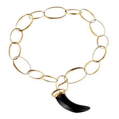 Золотое ожерелье Pomellato, Victoria Collection. Подвеска выполненная в форме рога из гагата, 18k розового золота. - фото 1