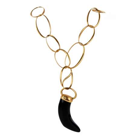 Pomellato gold necklace, Victoria Collection. Horn pendant in jet, 18k rose gold. - Foto 2
