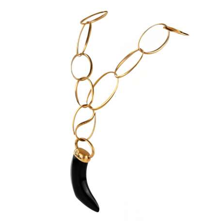 Золотое ожерелье Pomellato, Victoria Collection. Подвеска выполненная в форме рога из гагата, 18k розового золота. - фото 3