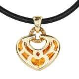 Bulgari gold pendant with diamonds, in the form of a heart on a rubber strap. - photo 4