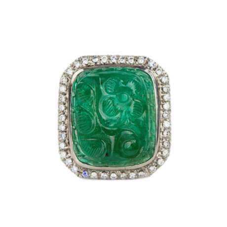 Impressive 18K gold ring with emerald and diamonds. - Foto 3