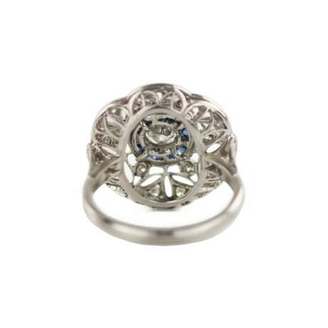 Art Deco style ring in 900 platinum with diamonds and sapphires. - Foto 6