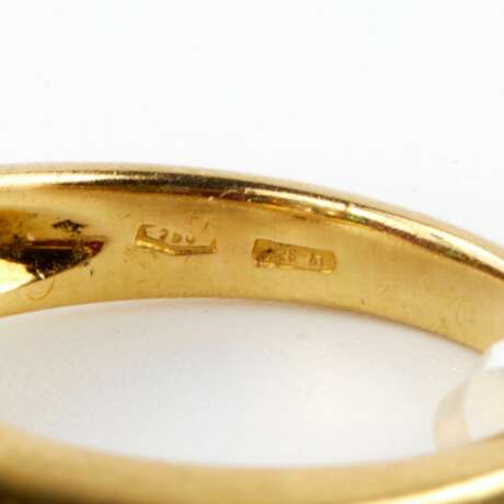 Золотое кольцо, 18 карат с бриллиантом, изумрудами и рубинами. - фото 7