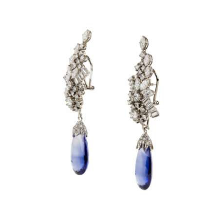 Gold earrings with diamonds and sapphires - Foto 2