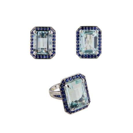 Spectacular ladies set in white gold with aquamarines, sapphires and diamonds. - photo 1