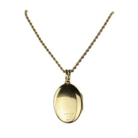 Pendentif en or sur chaîne avec un rubis, dans son ecrin d`origine. Faberge, France. - photo 3