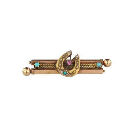 Russian gold brooch Horseshoe. Moscow.1880-1889 - Foto 1