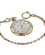 Produktkatalog. Uyisse Nardin gold pocket watch from the turn of the 19th and 20th centuries. In a box and with a gold chain.