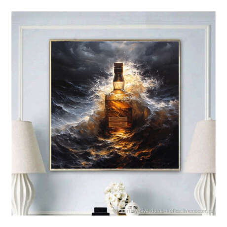 Бутылка Рома в Море Евгения Дувакина Canvas on the subframe Acrylic and oil Realism Marine art Russia 2023 - photo 4