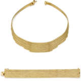 GIANMARIA BUCCELLATI | Yellow gold braided jewellery set comprising cm 16.50 circa band bracelet and cm 33.30 circa graduated necklace with tapered ends, in all g 122.57 circa. Marked 12 CO. In original case - Foto 1