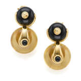 MARINA B | Onyx, quartz and yellow gold "Pneu" pendant earrings, g 39.81 circa, length cm 3.7 circa. Signed Marina B 1987, MB, marked 2875 AL, inventory number and French import mark. In original pouch - фото 2
