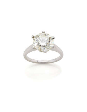 Round ct. 3.61 diamond and white gold ring, g 5.94 circa size 13/53. - фото 2