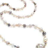 Natural pearl necklace with old mine diamond, mm 14.35 circa pearl and bi-coloured gold clasp, diamonds in all ct. 4.20 circa, g 54.41 circa, length cm 86.5 circa. (slight defects) | | Appended jewel report CISGEM n. 27597 24/04/2024, Milano - photo 3