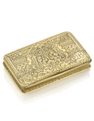 Yellow chiseled gold snuff box, g 100.75 circa, length cm 8.1, width cm 4.9, h cm 1.3 circa.