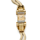 Diamond and yellow gold lady's wristwatch with two strand bracelet, diamonds in all ct. 0.50 circa, g 67.73 circa. French import marks. (Glass with slight defects) - Foto 2