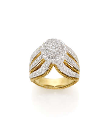 Diamond and bi-coloured gold ring, diamonds in all ct. 0.70 circa, g 10.23 circa size 11/51. Marked 1443 AL. - photo 1