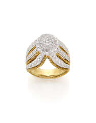 Diamond and bi-coloured gold ring, diamonds in all ct. 0.70 circa, g 10.23 circa size 11/51. Marked 1443 AL.