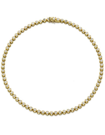 Huit huit diamond and bi-coloured gold necklace, diamonds in all ct. 0.90 circa, g 39.68 circa, length cm 38.5 circa. - Foto 1