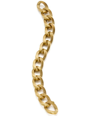 Yellow polished and glazed gold chain bracelet with concealed clasp, g 65.83 circa, length cm 22 circa. - Foto 1