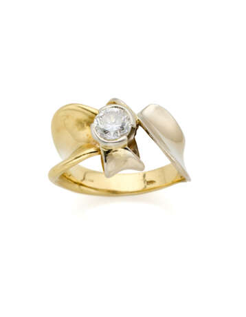 Round ct. 1.00 circa diamond yellow gold band ring, g 10.58 circa size 16/56. - Foto 2