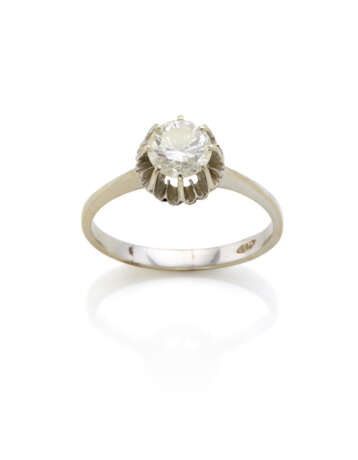 Round ct. 1.40 circa diamond white gold ring, g 4.61 circa size 26/66. - Foto 1