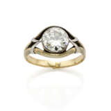 Round ct. 2.40 circa diamond, gold and silver ring, g 4.85 circa size 20/60. (defects) - photo 2