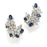 Diamond and sapphire white gold earrings, diamonds in all ct. 3.70 circa, length cm 3.20 circa. (losses) - photo 2