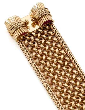 Yellow gold intertwined band bracelet, g 140.62 circa. - Foto 3