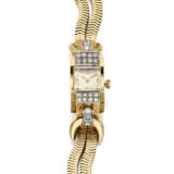 ALTISSIMO | Diamond, yellow gold and platinum lady's wristwatch with two strand bracelet, diamonds in all ct. 1.00 circa, g 62.39 circa, length cm 17.20 circa. French import marks. - photo 2