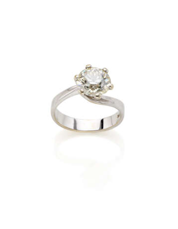 Round ct. 2.60 circa diamond white gold ring, g 5.08 circa size 13/53. Marked 275 VA. - Foto 1