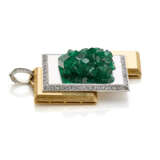 ROMOLO GRASSI | Diamond and rough emerald bi-coloured gold pendant, diamonds in all ct. 2.20 circa, g 34.52 circa, length cm 5.7, width cm 3.2 circa. Signed and marked Romolo Grassi, 662 MI. - фото 3