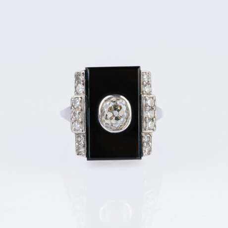 Art-déco Onyx-Diamant-Ring. - Foto 1