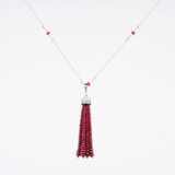 A Ruby Diamond Tassel Pendant on long Necklace in Art-déco Style. - photo 1