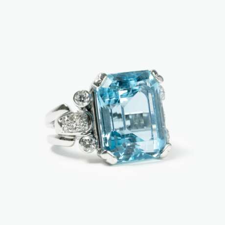 A colourfeine Aquamarine Diamond Ring 'Santa Maria'. - photo 1