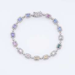 A fine, multi coloured Sapphire Diamond Bracelet.