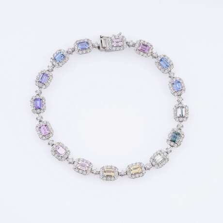 A fine, multi coloured Sapphire Diamond Bracelet. - photo 1