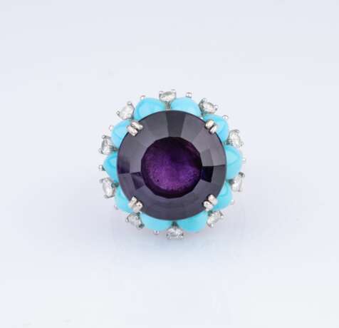 An Amethyst Turquoise Cocktailring. - photo 1
