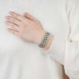 Feines Smaragd-Brillant-Armband à la française. - Foto 4