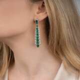 Paar außergewöhnlicher Smaragd-Brillant-Ohrhänger. - Foto 3