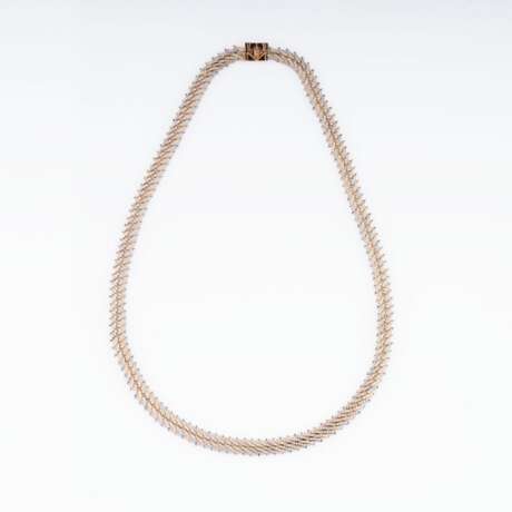 A Bicolour Gold Necklace 'Fishbones' with Diamonds. - photo 1