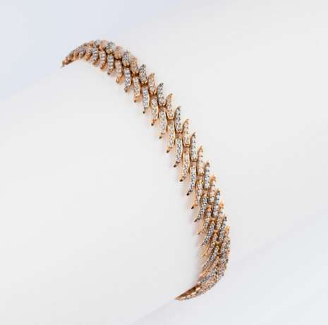 A Bicolour Gold Bracelet 'Fishbones' with Diamonds. - photo 1