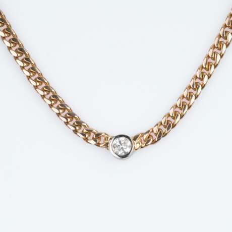 Curb Chain with Solitaire Diamond. - photo 1