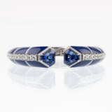 An extraordinary Lapis Lazuli Bangle Bracelet with colour-intensive Tanzanites and Diamonds. - фото 1