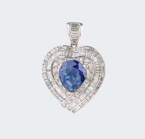 A Diamond Iolith Heart Pendant. - фото 1
