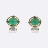 A Pair of Emerald Diamond Earrings. - photo 1